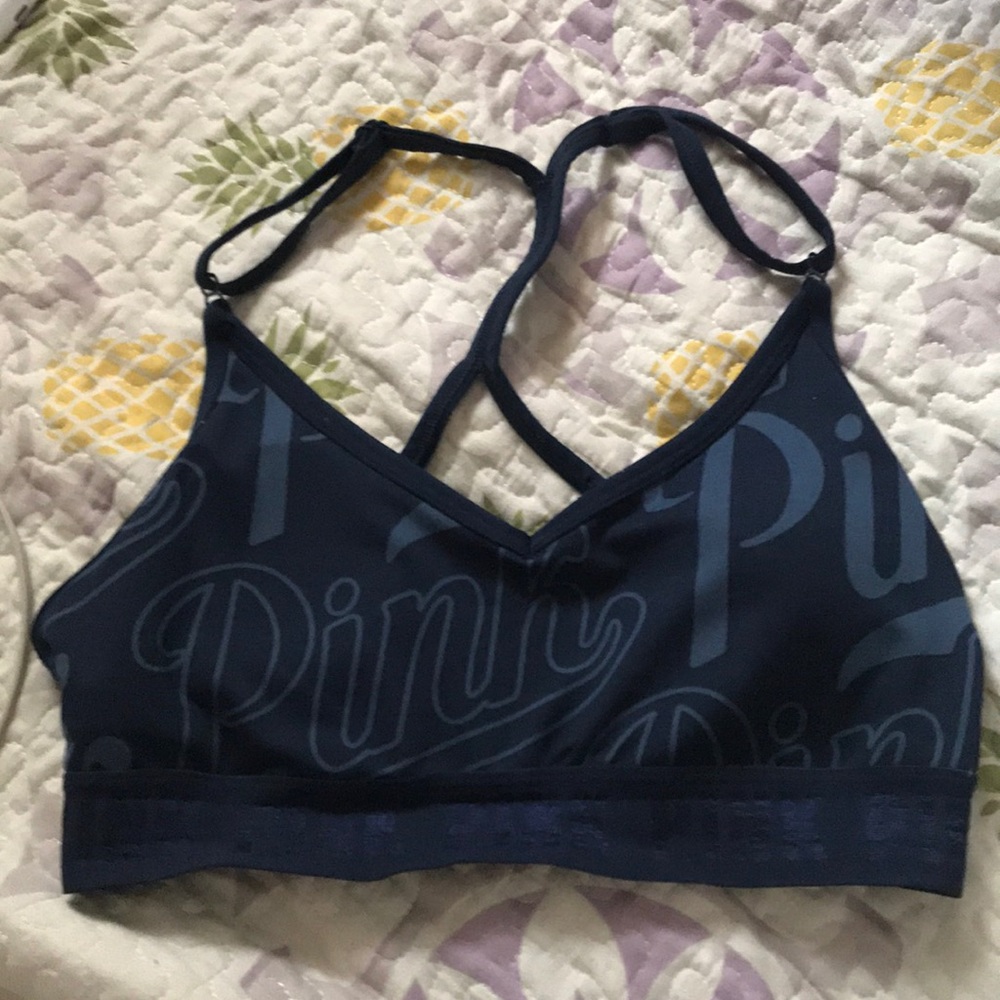 navy blue pink sports bra,, size C